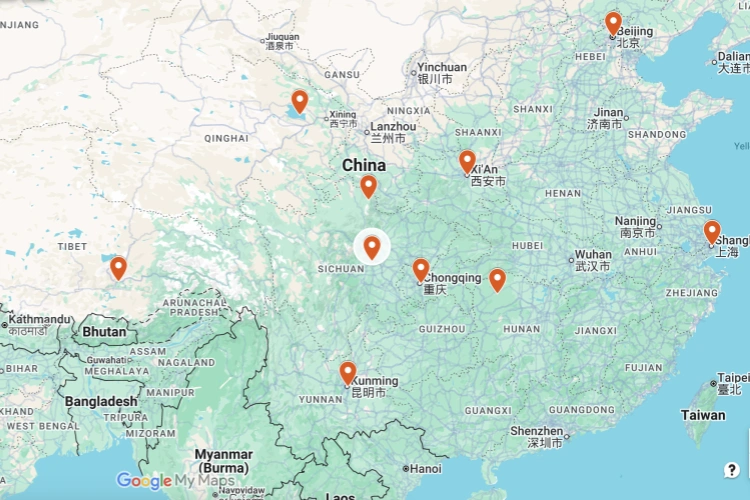 Chengdu Hub China Map