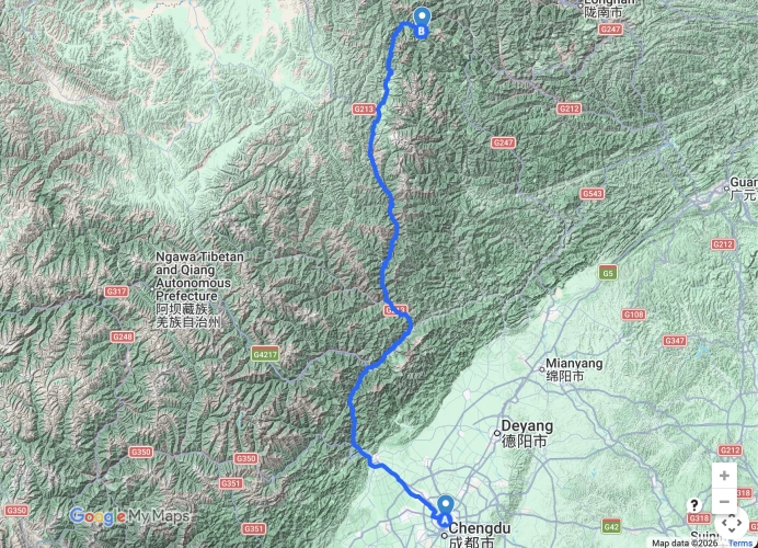 Chengdu to Jjiuzhaigou G213