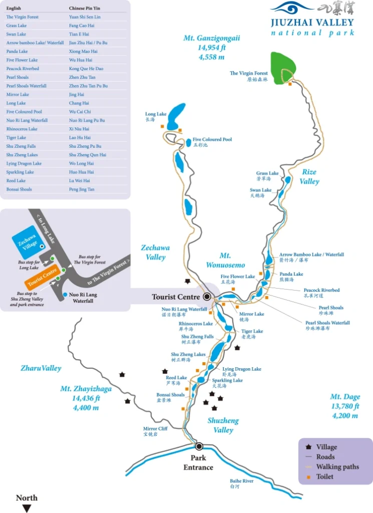 Jiuzhaigou National Park Map