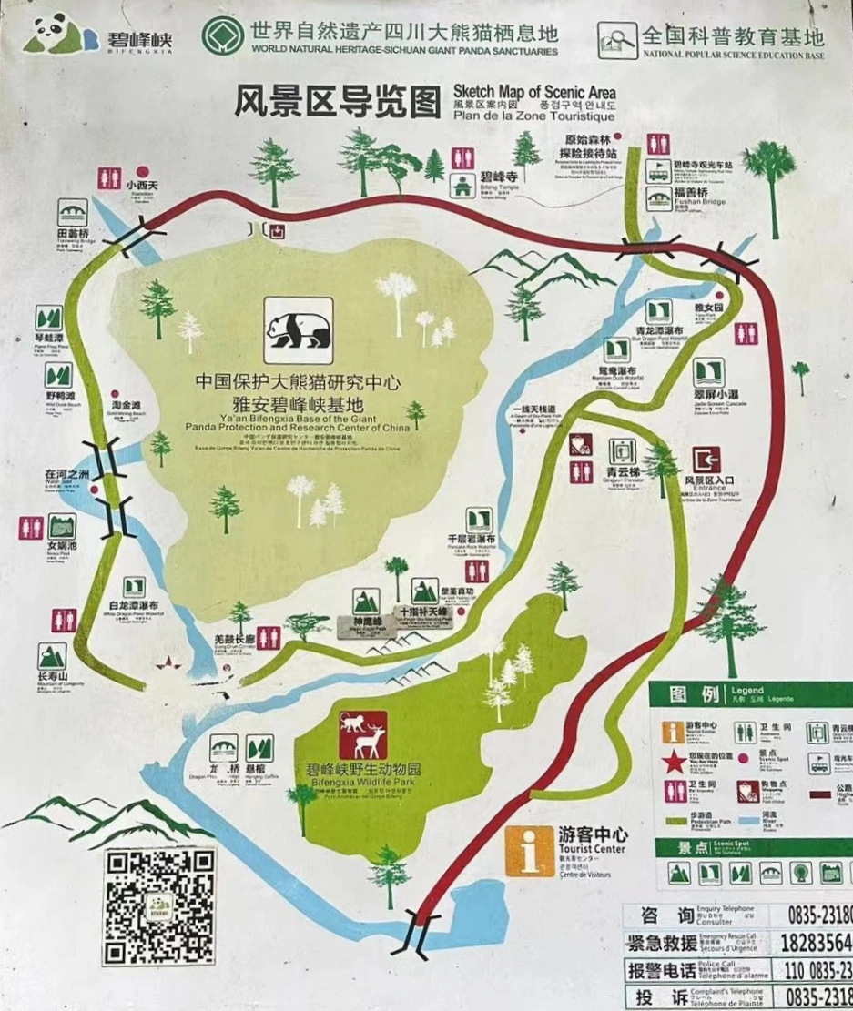Ya'an Bifengxia Panda Base Map