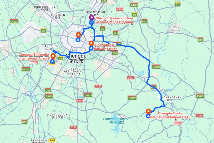How to Get to Chengdu Panda Base Map