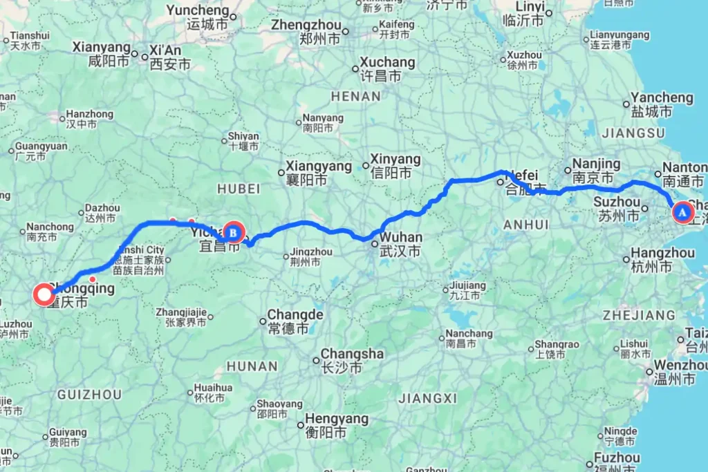 Shanghai Yichang Yangtze River Cruise Map