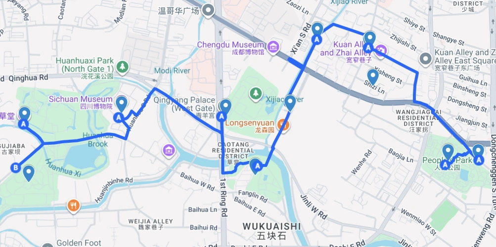 Chengdu City Walk Old Streets Route