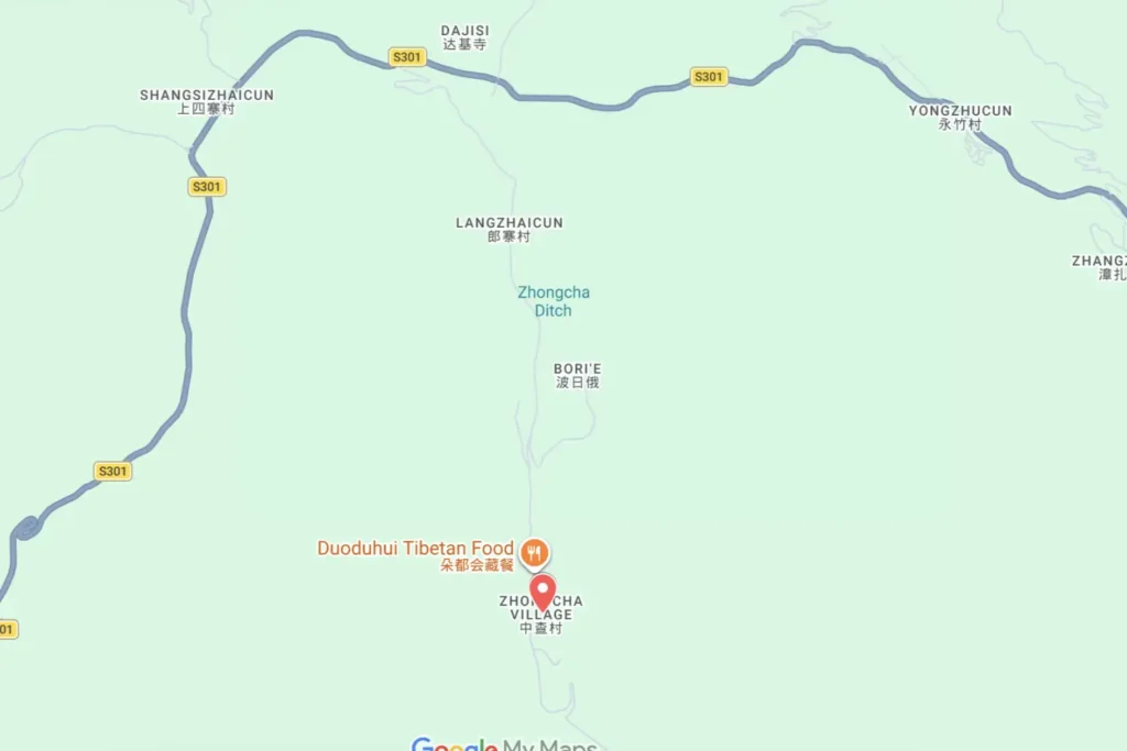 Jiuzhaigou Zhongcha Valley Map